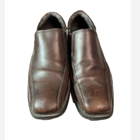 Dockers Leather Slip Ons Loafers Shoes Mens Size 13M Brown Side Stretch 1½" Heel - Picture 5 of 8